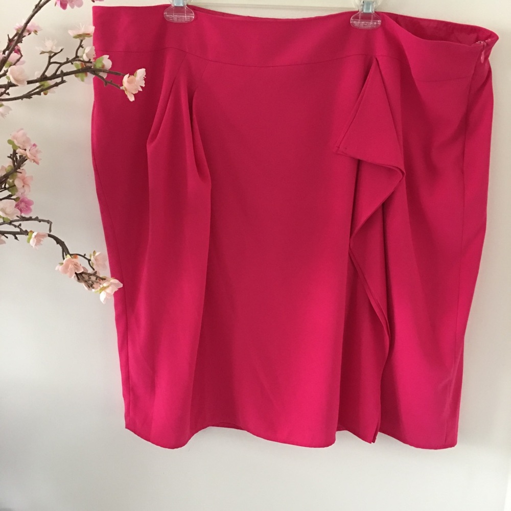 Lord & Taylor Pink Ruffle Pencil Plus Skirt 24W